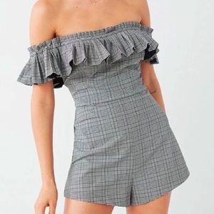 Urban outfitters black and white plaid romper